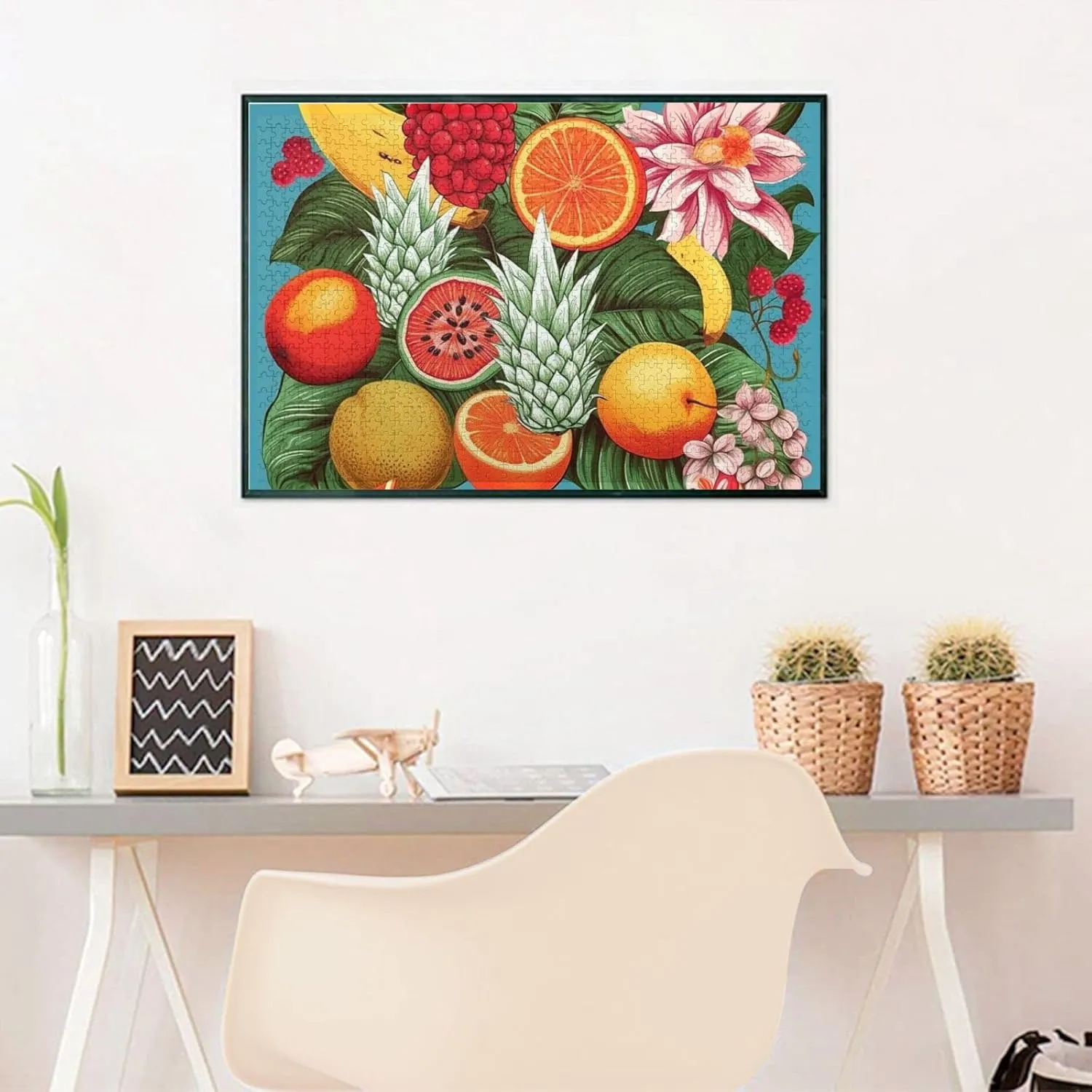 Puzzles 1000 Pieces Personalized Jigsaw Puzzles Tropical Fruits and Flowers Photo Puzzle Challenging Picture Puzzle for Adults Personaliz Jigsaw with Storage Bag (29.5" x 19.7")