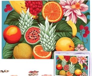 Puzzles 1000 Pieces Personalized Jigsaw Puzzles Tropical Fruits and Flowers Photo Puzzle Challenging Picture Puzzle for Adults Personaliz Jigsaw with Storage Bag (29.5" x 19.7")