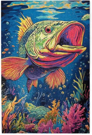 Puzzles for Adults 1000 Pieces, Fish Under The Water, Vintage Classic Artwork, Home Decor,Stress-Relieving Party Games, Brainstorming Challenges for Fishing Enthusiasts, Relaxation