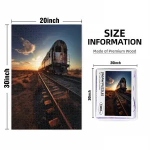 Puzzles for Adults 1000 Pieces Jigsaw Puzzles with Letters on Back an Old Train is Traveling Down The Tracks at Sunset Generative Difficult Hard Cool Puzzle 1000 Piece Puzzle Clearance