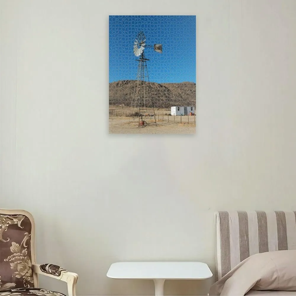 Puzzles for Adults 1000 Pieces Jigsaw Puzzles with Letters on Back Windmill a Farm The Mountains Namibia Difficult Hard Cool Puzzle 1000 Piece Puzzle Clearance