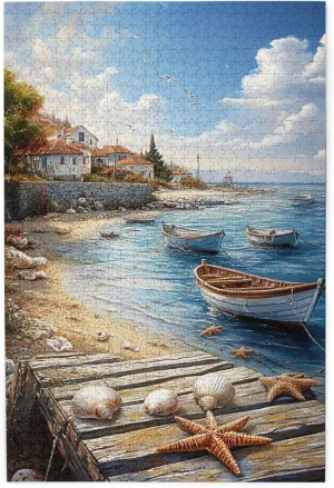 Puzzles for Adults 1000 Pieces, Mediterranean Seaside Fishing Villages, Vibrant Wall Art, Brainstorming Games and Party Stress relievers, Forget About The Worries of Life and School