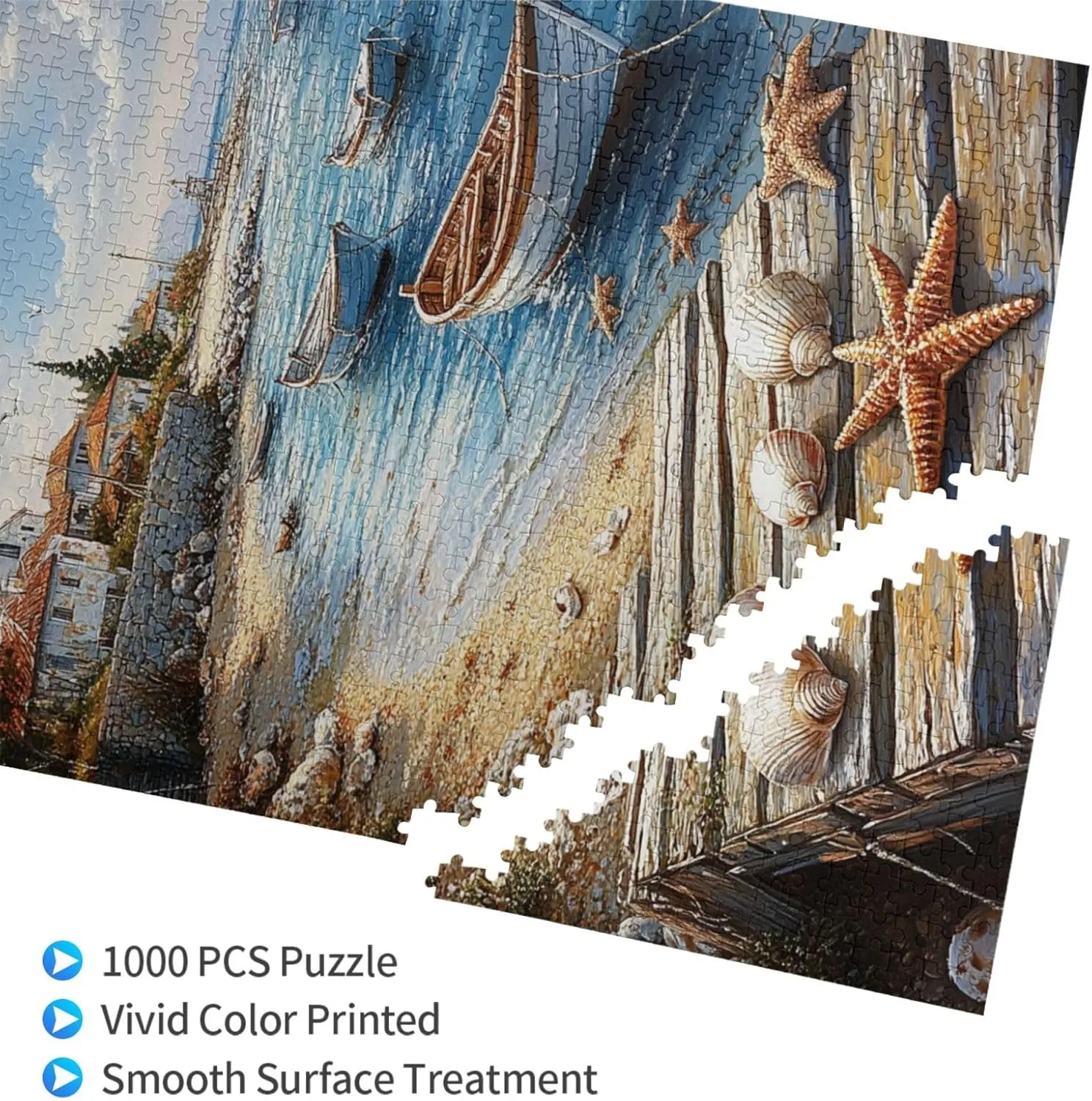 Puzzles for Adults 1000 Pieces, Mediterranean Seaside Fishing Villages, Vibrant Wall Art, Brainstorming Games and Party Stress relievers, Forget About The Worries of Life and School