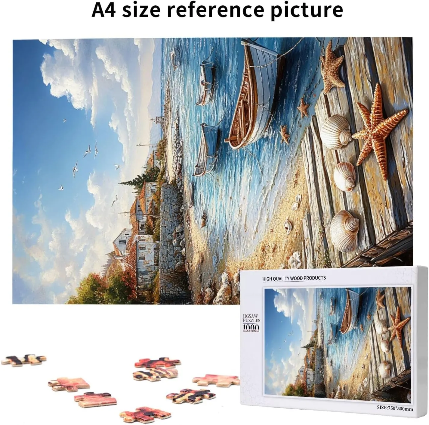 Puzzles for Adults 1000 Pieces, Mediterranean Seaside Fishing Villages, Vibrant Wall Art, Brainstorming Games and Party Stress relievers, Forget About The Worries of Life and School
