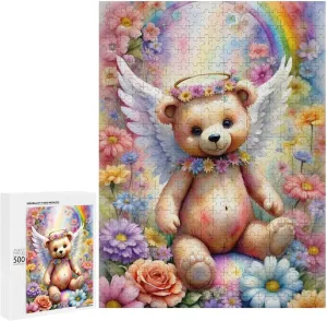 Puzzles for Adults 500 Pieces - Angels Teddy Bear Colorful Animal Angels Best Challenging Puzzles for Cognitive Workout - Safe Eco-Friendly - Most Popular Leisure Activities