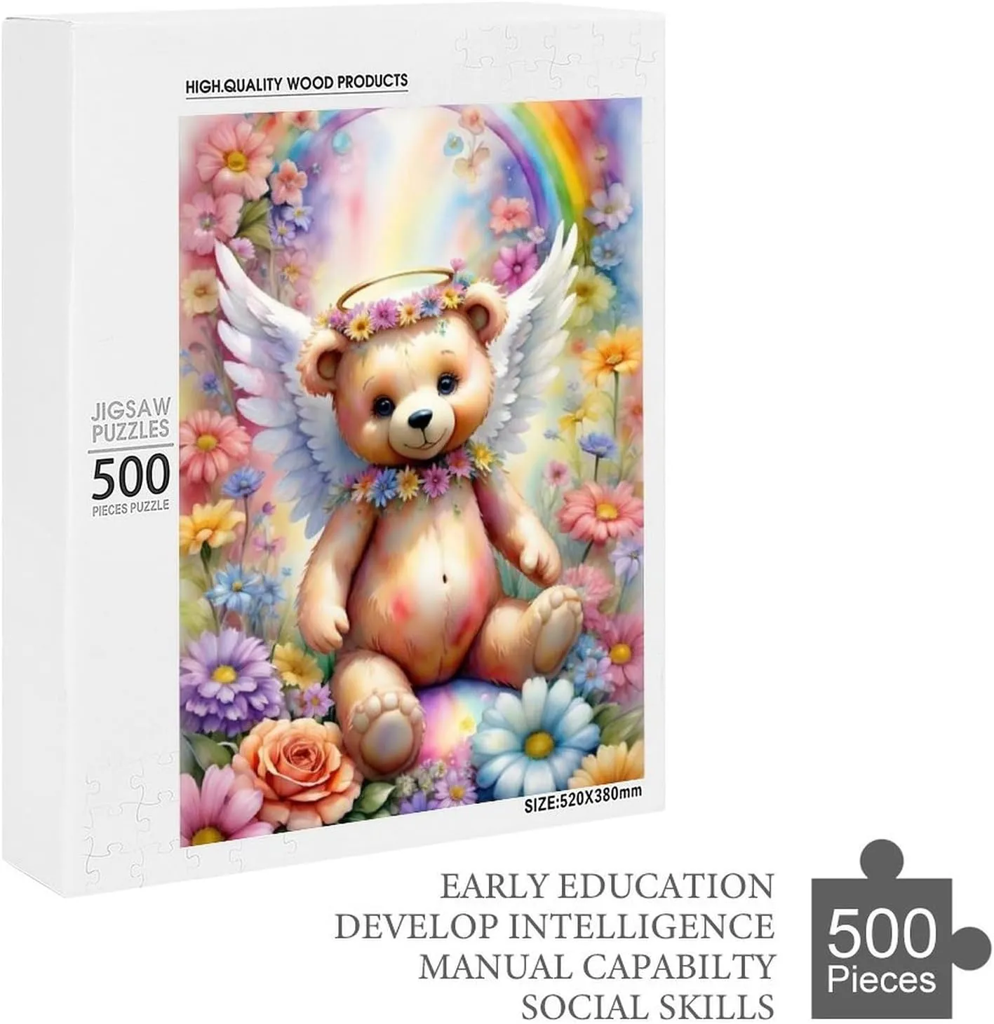 Puzzles for Adults 500 Pieces - Angels Teddy Bear Colorful Animal Angels Best Challenging Puzzles for Cognitive Workout - Safe Eco-Friendly - Most Popular Leisure Activities