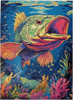 Puzzles for Adults 500 Pieces, Fish Under The Water, Vintage Classic Artwork, Home Decor,Stress-Relieving Party Games, Brainstorming Challenges for Fishing Enthusiasts, Relaxation