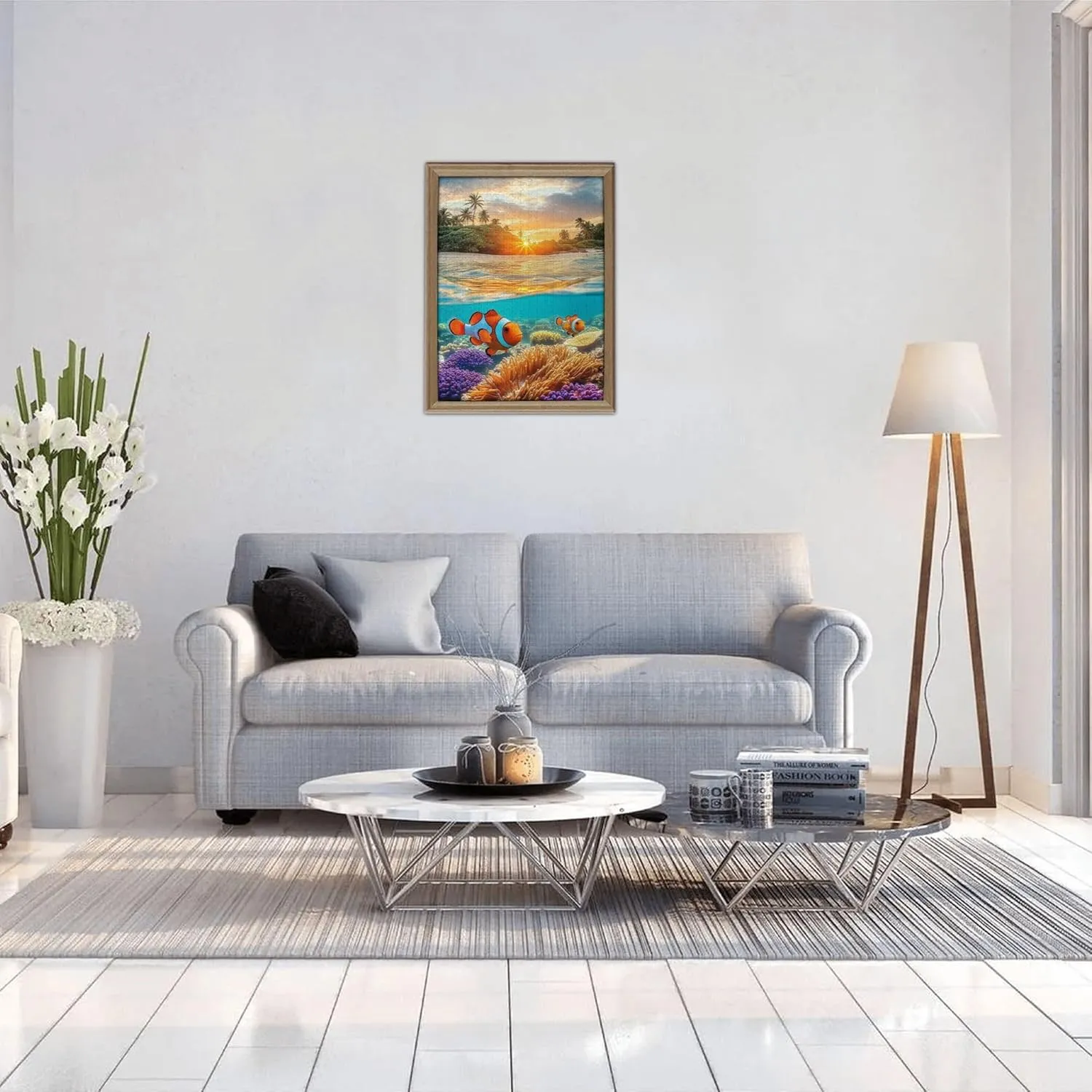 Puzzles for Adults 500 Pieces, Sunset and Fish Under The Water Ocean Style Wooden Puzzle Game, Relieve Stress and Enjoy The Fun of Solving Puzzles, Ideal for Relaxation and Family Fun