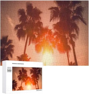 Puzzles for Adults 500 Pieces - Sunset Palm Best Challenging Puzzles for Cognitive Workout - Safe Eco-Friendly - Most Popular Leisure Activities