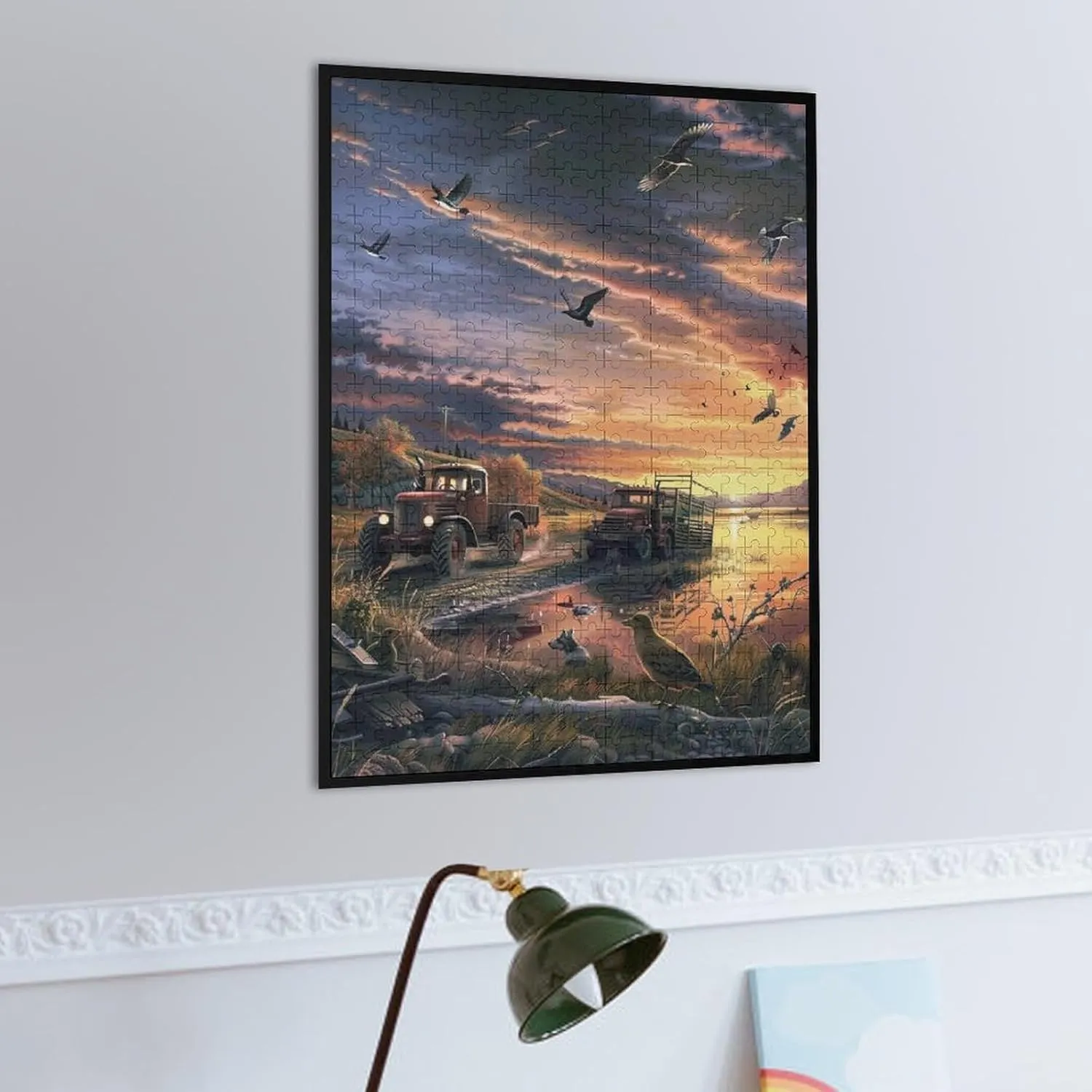 Puzzles for Adults 500 Pieces - Tractor Sunset Lake Vehicle Best Challenging Puzzles for Cognitive Workout - Safe Eco-Friendly - Most Popular Leisure Activities