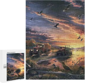 Puzzles for Adults 500 Pieces - Tractor Sunset Lake Vehicle Best Challenging Puzzles for Cognitive Workout - Safe Eco-Friendly - Most Popular Leisure Activities