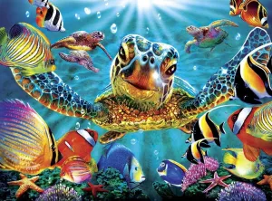 Puzzles Green Turtle Sea Turtle - 1000 Piece Jigsaw Puzzle Ocean Landscape Puzzles for Adults 1000 Piece Jigsaw Puzzle - Challenging Game Puzzles