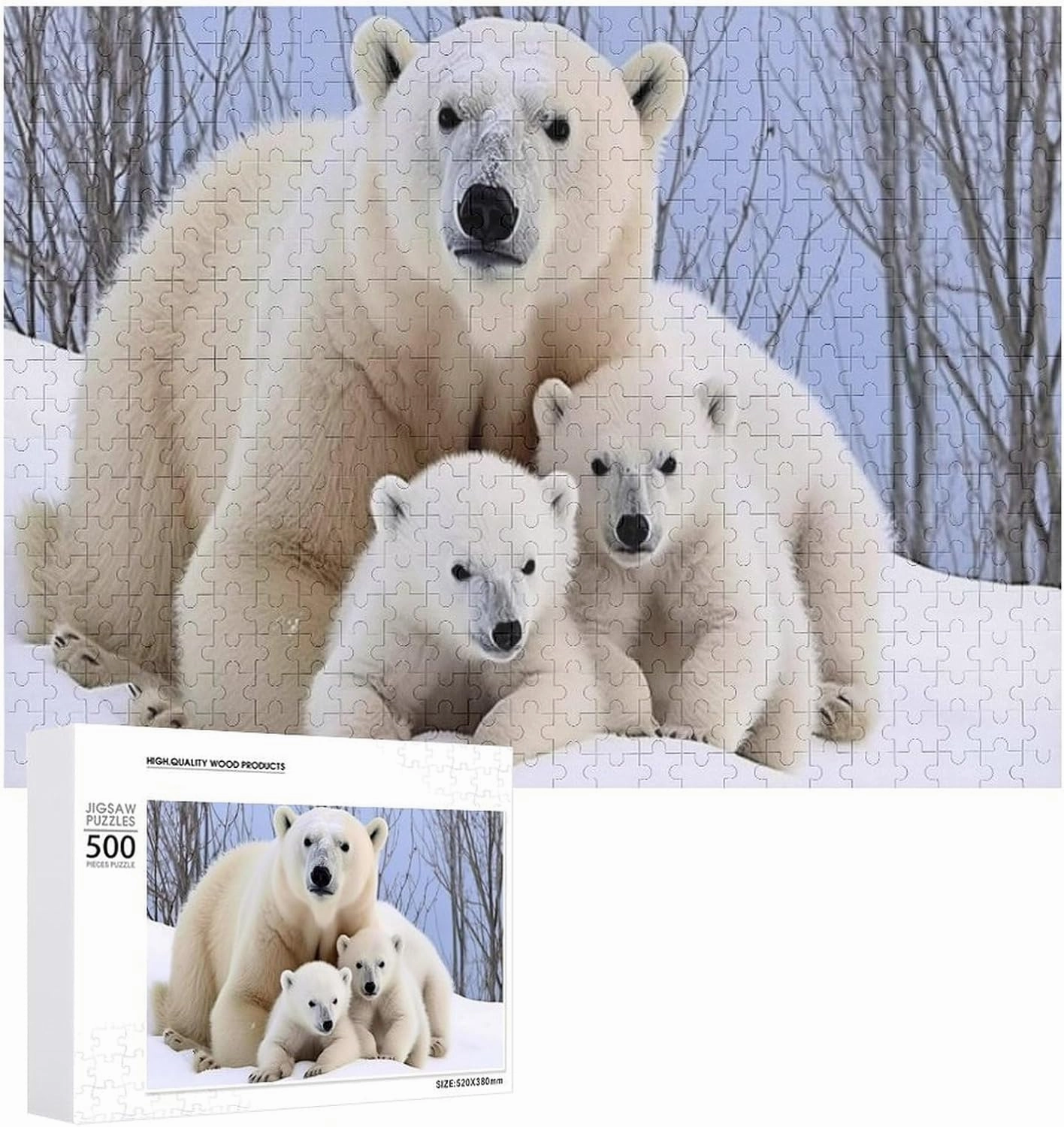 Puzzles for Adults 500 Pieces - Polar Bear Animals Best Challenging Puzzles for Cognitive Workout - Safe Eco-Friendly - Most Popular Leisure Activities