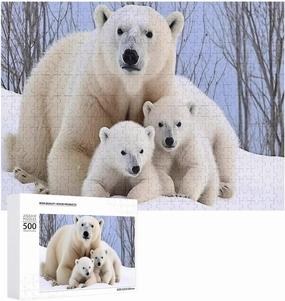 Puzzles for Adults 500 Pieces - Polar Bear Animals Best Challenging Puzzles for Cognitive Workout - Safe Eco-Friendly - Most Popular Leisure Activities