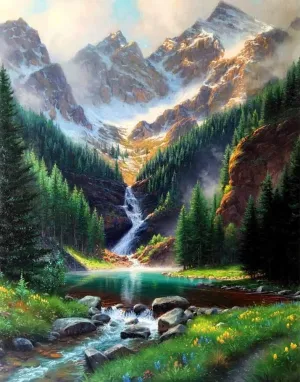 QISPIOD Jigsaw Puzzles 300 Pieces for Adults Mountains Waterfall Beautiful Scenery Jigsaw Puzzles Home Decor Educational Games Large Puzzle Game Toys Gift, 15.7 x 11 inches(300 pieces)