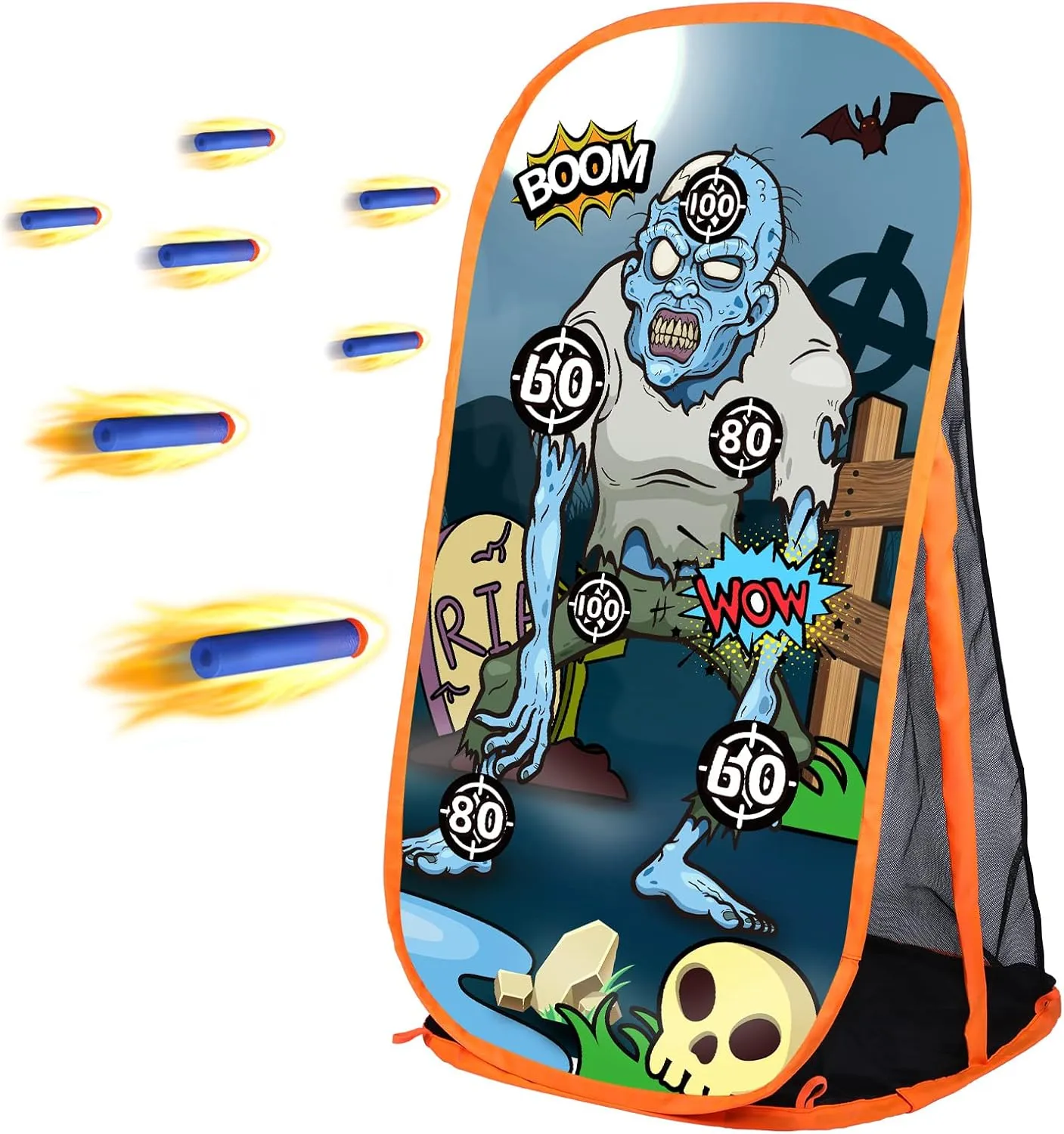 Quanquer Toy Foam Blaster Shooting Practice Target Compatible with Nerf Toy Blasters - Zombie Shooting Target Toy Game with Net - Ideal Shooting Games Toy Gift for Boys Girls Indoor Outdoor Activity