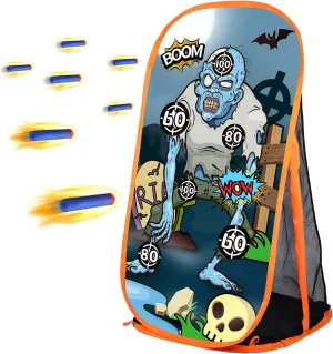 Quanquer Toy Foam Blaster Shooting Practice Target Compatible with Nerf Toy Blasters - Zombie Shooting Target Toy Game with Net - Ideal Shooting Games Toy Gift for Boys Girls Indoor Outdoor Activity