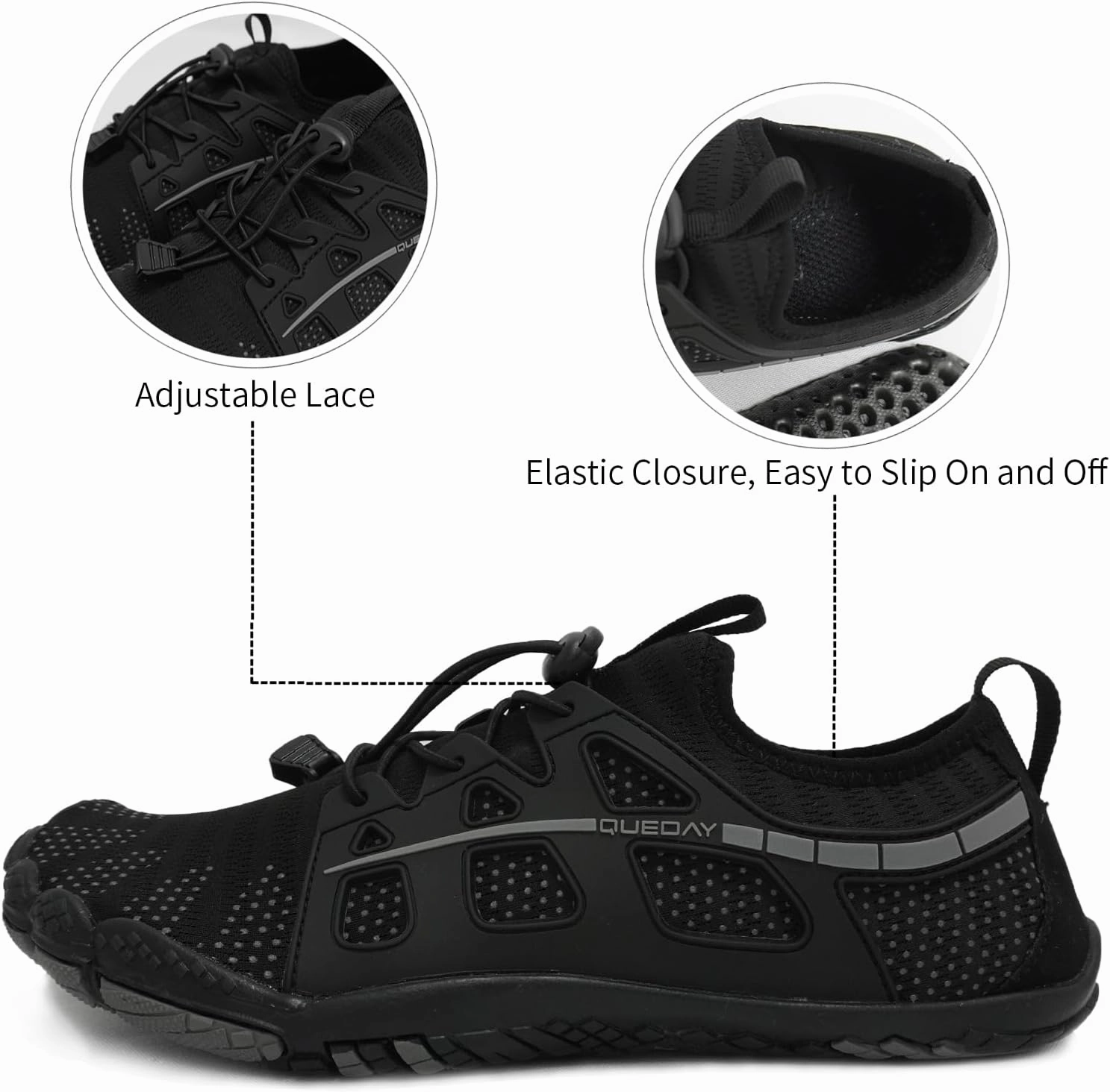 Queday Water Shoes for Women Men Quick Dry Barefoot Shoes Athletic Lightweight Sports Aqua Socks Outdoor Swim Fishing Hiking Diving Surf Walking Kayaking
