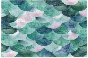 QUGRL Mermaid Fish Scale Jigsaw Puzzle 1000 Pieces for Adults Teens Mint Teal Watercolor DIY Wall Art Intellectual Decompressing Educational Fun Game