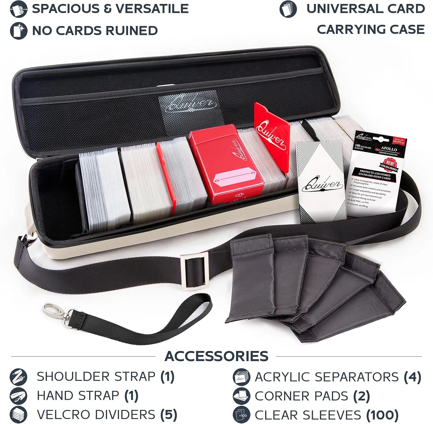 Quiver Time 's Ivory Card Case, Perfect for MTG Deck, Premium Storage Box, for Trading Cards, and Playing Card Storage, Ideal for Carrying Magic The Gathering and Game TCG Enthusiasts Recommended