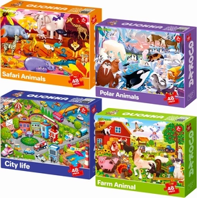 QUOKKA Puzzles for Toddlers 4-6 – 4 x 48 Pieces Jigsaw Puzzles for Kids Ages 3-5 – Learning Farm Animals for 2-4 – Jigsaw Game for Boy and Girl 3-5-7 Year Old