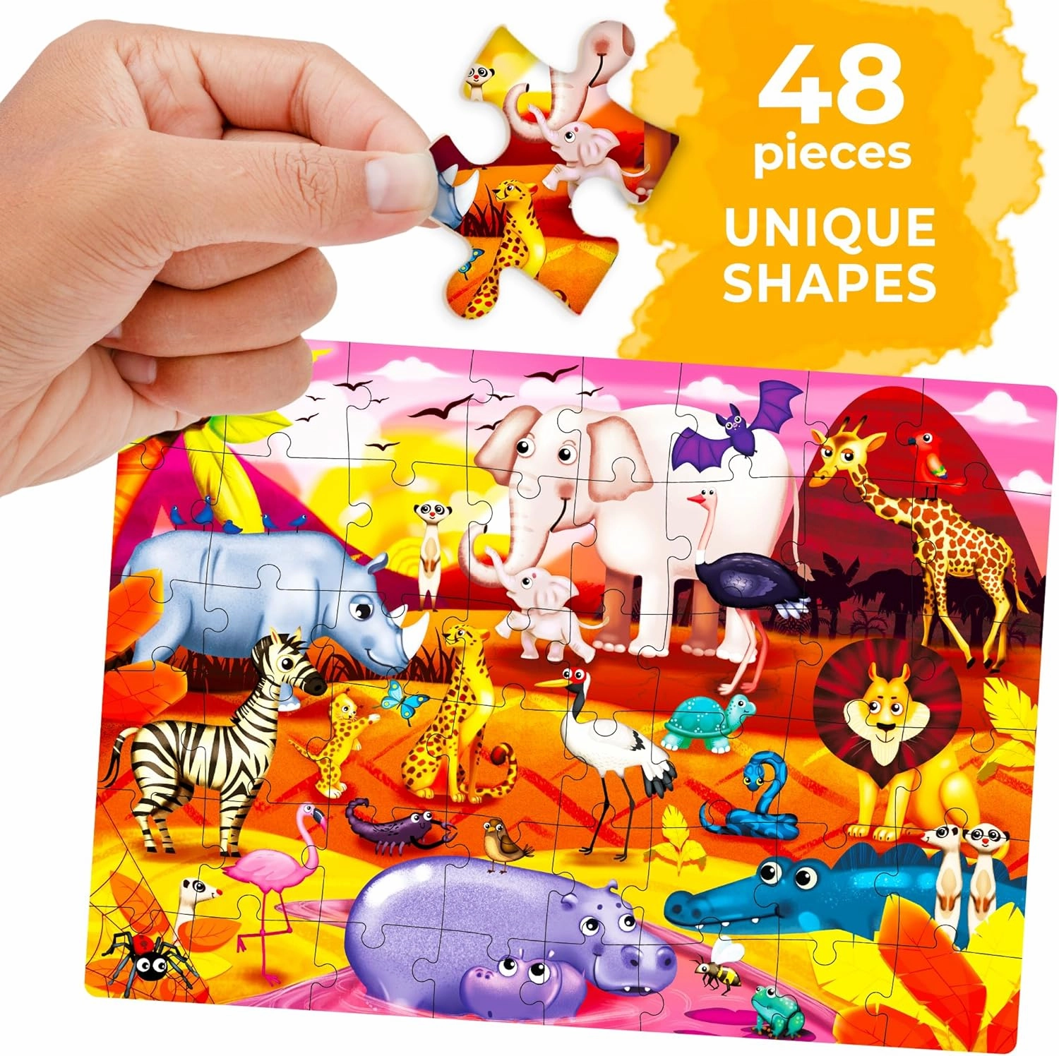 QUOKKA Puzzles for Toddlers 4-6 – 4 x 48 Pieces Jigsaw Puzzles for Kids Ages 3-5 – Learning Farm Animals for 2-4 – Jigsaw Game for Boy and Girl 3-5-7 Year Old