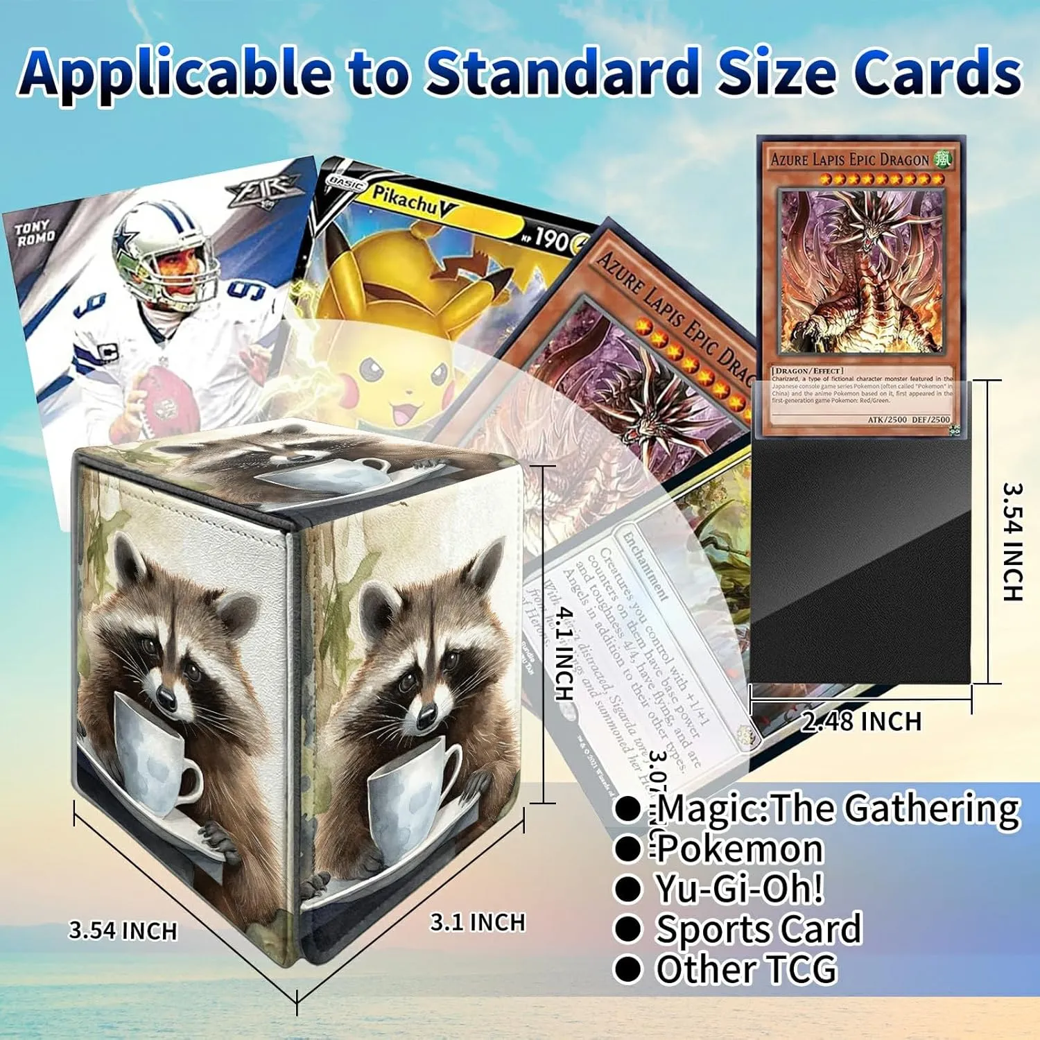 Raccoon Card Deck Box, MTG Commander Deck Box Card Deck Case for Trading Cards, 100  Sleeved Cards with PU Leather Magnetic Card Storage Box for TCG CCG Magic Cards