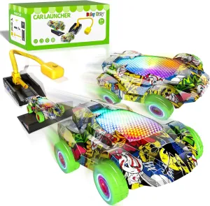 Race Cars Launcher Indoor Outdoor Game Toys for Kids Boys, Toys Gifts for 3 4 5 6 Year Old Boys, Ideas 3 4 5 6 Year Old Birthday Gifts, Outside Outdoor Toys for Kids Ages 3-5 4-8