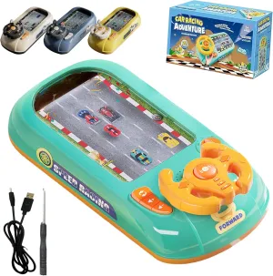 Racing Adventure Car Steering Wheel, 2025 Upgrade 200 Levels, Musical Steering Wheel Racing Car Toy for Kids, Driving Toys for Toddlers 3  Year Old, Boys Girls Birthday Gift (Green)