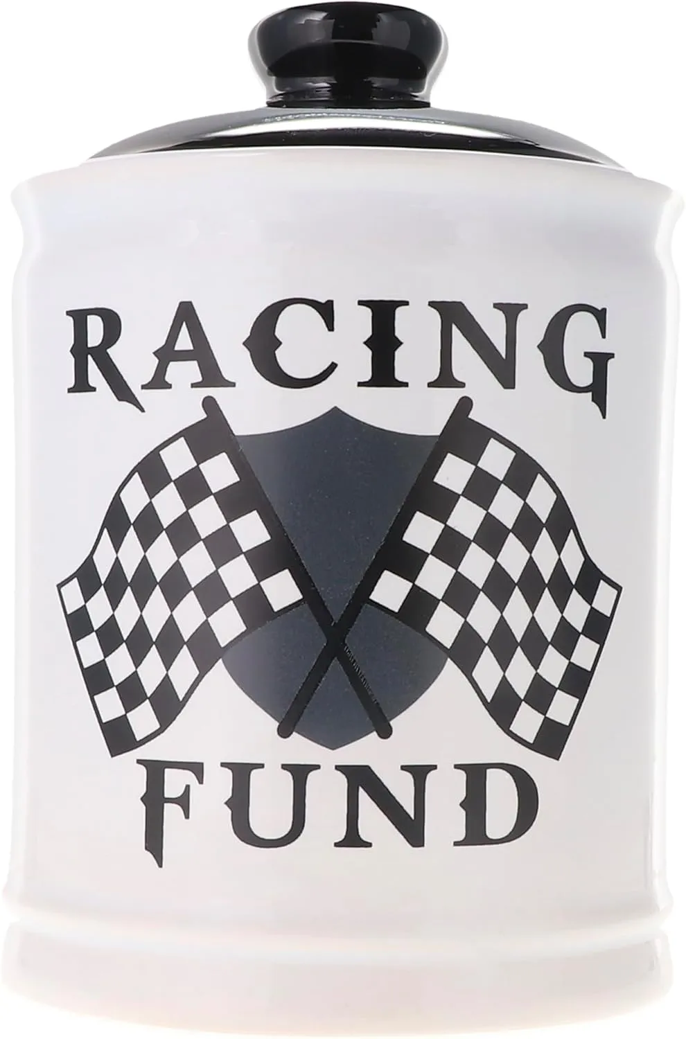 Racing Fund Piggy Bank - Race Car Ceramic Candy Jar with Lid, Unique Car Gifts for Him, Dad, Boyfriend, Motorcycle Biker