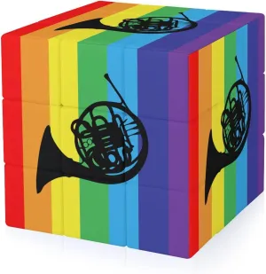 Rainbow French Horn Full Printing 3x3 Fidget Cube Stress Relief Magic Speed Cube for Adults