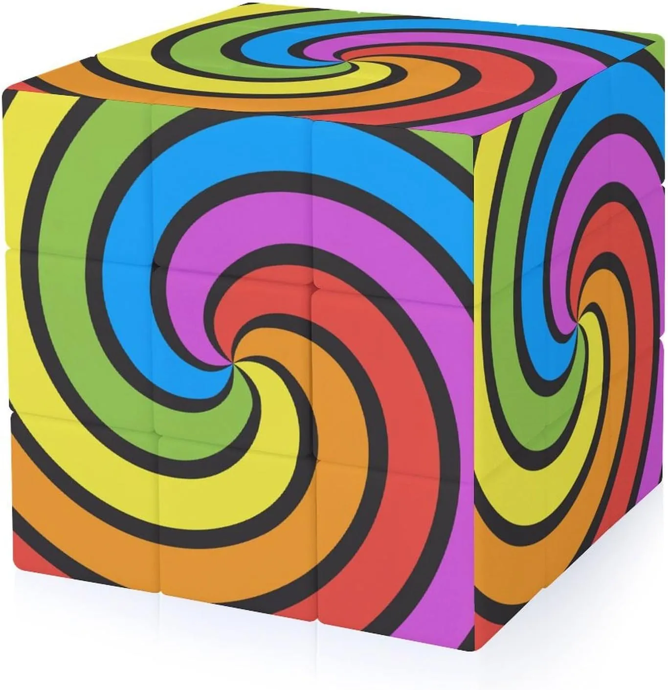 Rainbow Swirl Adults 3x3x3 Color-Matching Smooth Fully Printed Cube Gift