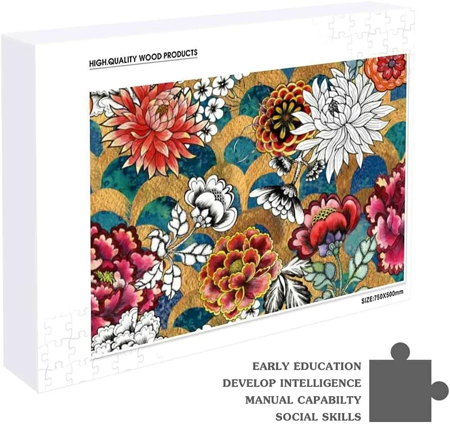 Rashu Jigsaw Puzzles for Adult Large PictureMermaid Fish Scale Wave LuxuryWooden Puzzles Intelligent Education Brain Puzzles Game Home Wall Decor 300 pcs