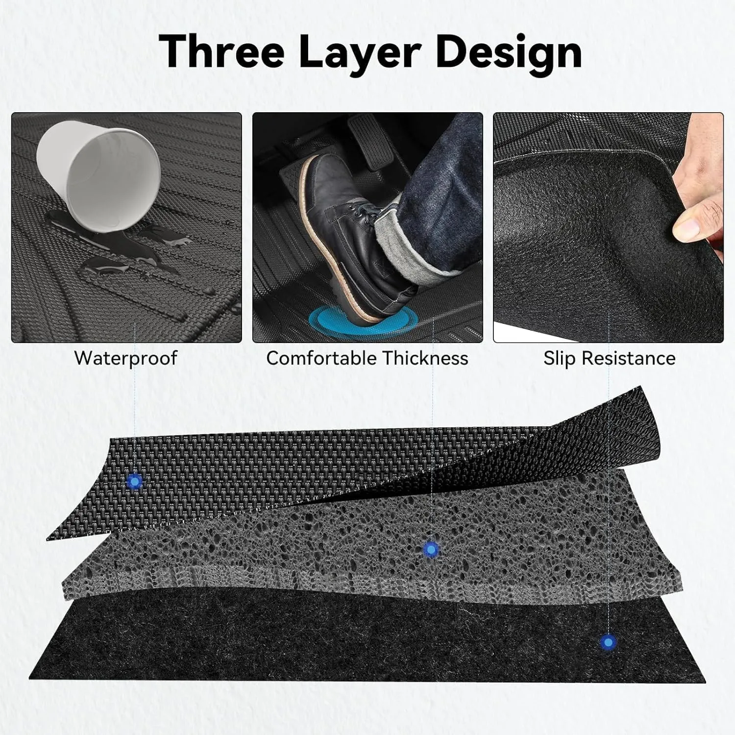 RAV4 Floor Mats AOMSAZTO Floor Liners Fit for Toyota RAV4 2019-2025 (Not Fit Hybrid): All Weather Automotive Floor Mats - 1st & 2nd Row Full Set Rubber Floor Liners - Anti Skid Car Mats