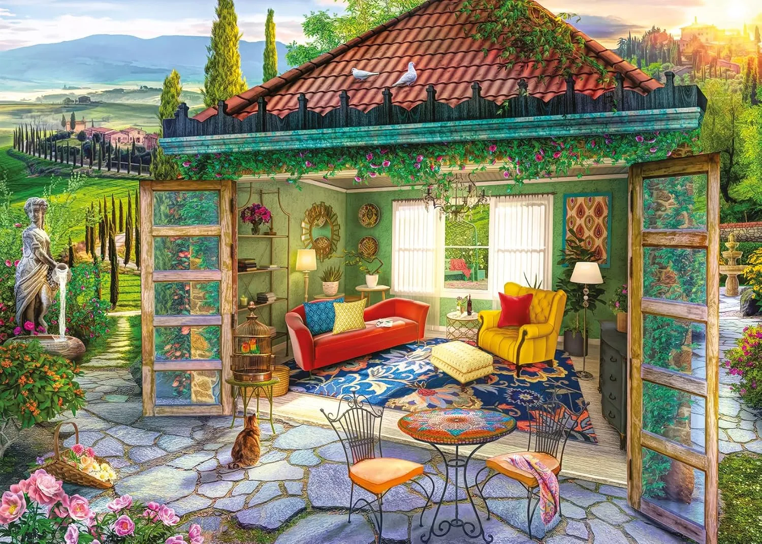 Ravensburger Tuscan Oasis - 1000 Piece Jigsaw Puzzle for Adults | Unique Softclick Technology | Vivid, Glare-Free Imagery | Renowned Brand | Ideal for Relaxation and Bonding