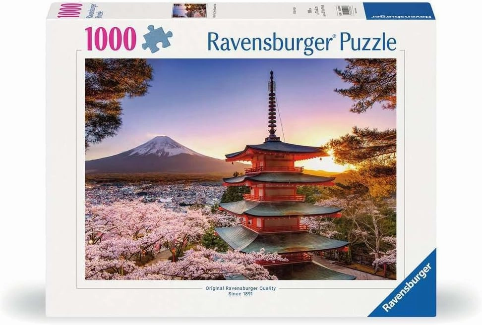 Ravensburger Mount Fuji Cherry Blossom View 1000 Piece Jigsaw Puzzle for Adults | Unique, Pieces | Anti-Glare Surface | FSC Certified, Eco-Friendly | Amazon Exclusive