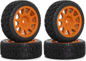 RC Car DIY Parts for Tamiya for TT01 for TT02 1/10 4pcs 68mm Tires Rubber Tire Wheel Tyre RC for Rally for Racing Car Upgrade Parts(Brown)