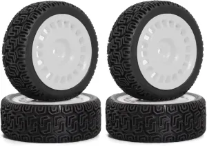 RC Car DIY Parts for Tamiya for TT01 for TT02 1/10 4pcs 68mm Tires Rubber Tire Wheel Tyre RC for Rally for Racing Car Upgrade Parts(White)