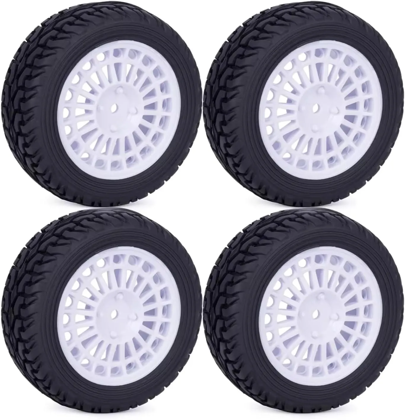 RC Car DIY Parts for TT01 for TT02 144001 1/10 1/14 1/16 75mm Glued On Road Tyre Plastic Wheels Rim RC for Rally for Racing Upgrades Parts(White)