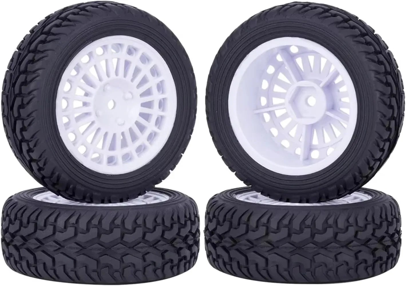 RC Car DIY Parts for TT01 for TT02 144001 1/10 1/14 1/16 75mm Glued On Road Tyre Plastic Wheels Rim RC for Rally for Racing Upgrades Parts(White)