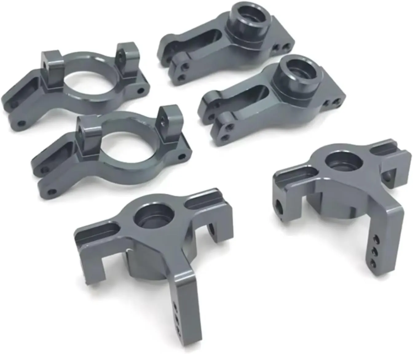 RC Car DIY Parts for WLtoys 104009 12401 12402 12403 12404 12409 3 Piece Set Metal Refit C Block Steering Cup Rear Cup RC Car Upgrade Parts(Gray)