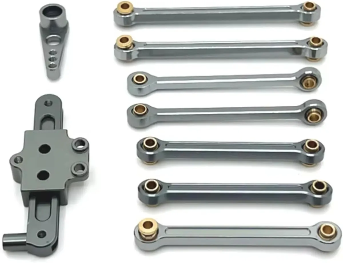 RC Car DIY Parts for WLtoys 124006 12423 12427 12428 1/12 Metal Upgrade Fixed Rod Steering Group Servo Arm RC Car Parts(Gray)