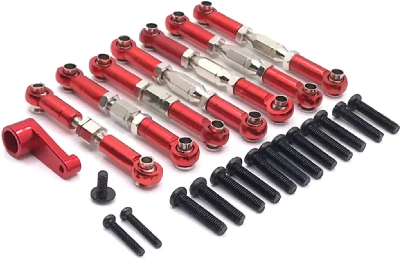 RC Car DIY Parts for WLtoys 144010 144001 144002 124016 127017 124018 124019 LC 1/14 7 Pcs 28T Metal Tie Rod Servo Arm RC Car Upgrade Parts(Red)