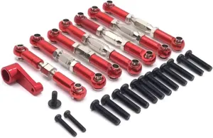 RC Car DIY Parts for WLtoys 144010 144001 144002 124016 127017 124018 124019 LC 1/14 7 Pcs 28T Metal Tie Rod Servo Arm RC Car Upgrade Parts(Red)
