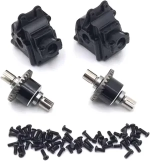 RC Car DIY Parts for WLtoys 144010 144001 144002 124016 127017 124018 124019 Metal Front Rear Gearbox Differential RC Car Upgraded Parts(Black)