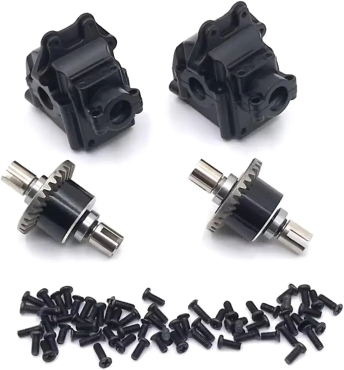 RC Car DIY Parts for WLtoys 144010 144001 144002 124016 127017 124018 124019 Metal Front Rear Gearbox Differential RC Car Upgraded Parts(Black)