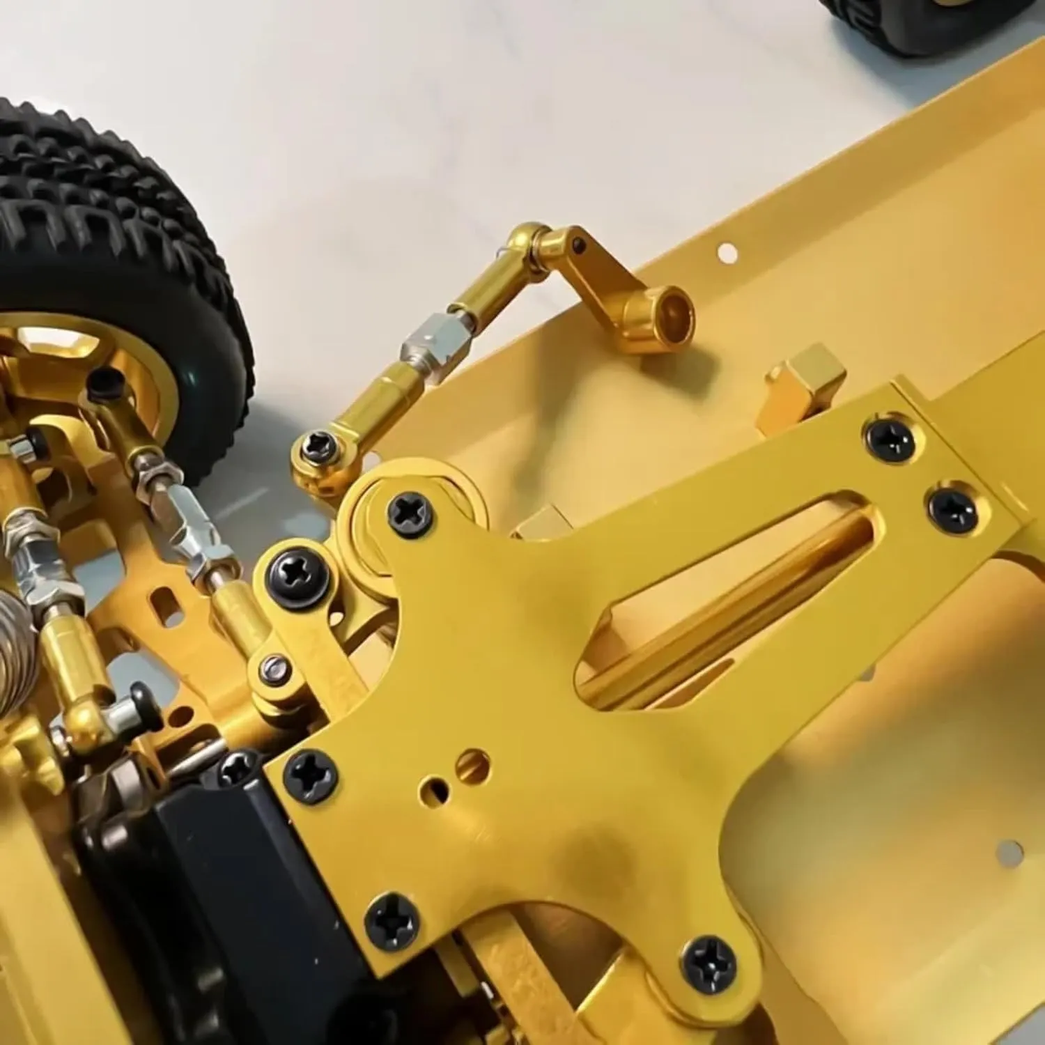 RC Car DIY Parts for WLtoys 144010 144001 144002 124017 124016 124018 124019 1/14 Metal Steering Gear Lever Steering Gear Arm RC Car Modification Parts(Yellow)