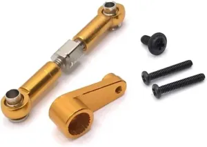 RC Car DIY Parts for WLtoys 144010 144001 144002 124017 124016 124018 124019 1/14 Metal Steering Gear Lever Steering Gear Arm RC Car Modification Parts(Yellow)
