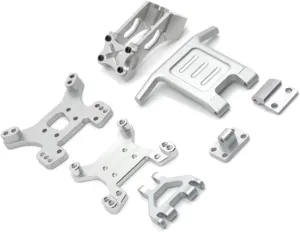 RC Car DIY Parts for WLtoys 144010 144010 124016 124017 124018 124019 Metal Tail Bracket Shock Bracket Front Bumper RC Car Upgraded Parts(Silver)