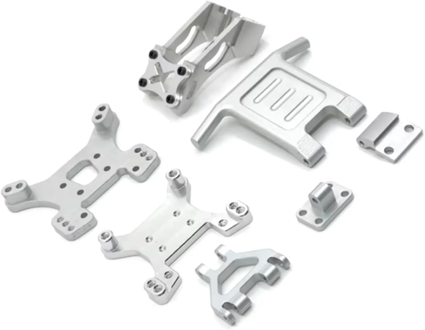 RC Car DIY Parts for WLtoys 144010 144010 124016 124017 124018 124019 Metal Tail Bracket Shock Bracket Front Bumper RC Car Upgraded Parts(Silver)